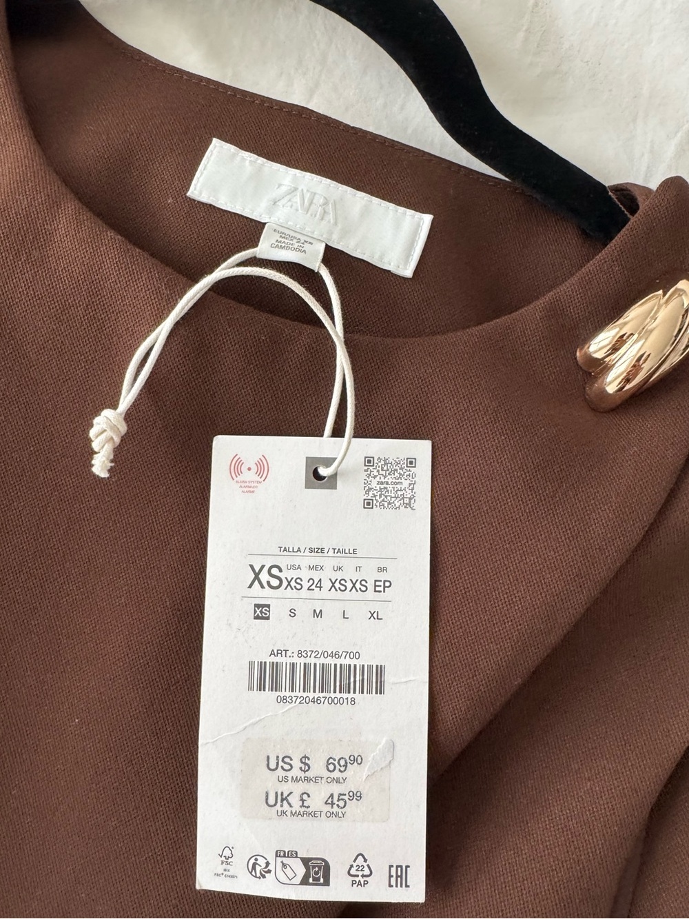 Zara Chocolate Brown Asymmetrical Belted top - Picture 3 of 3